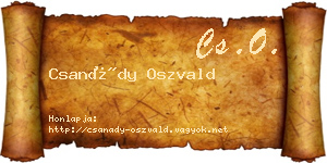 Csanády Oszvald névjegykártya